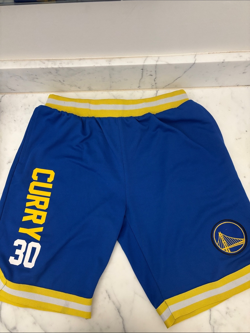 Youth XXL (18-20) Golden State Warriors Blue & Yellow Basketball Shorts